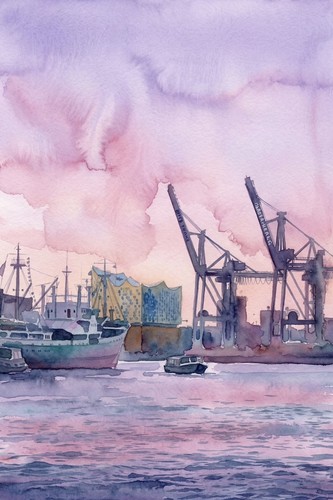 Postkarte hamburg hafen - postkarte,