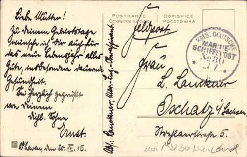 Schiffspoststempel msp 30 - ak,