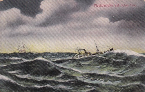 Postkarte fischdampfer auf - postkarte,